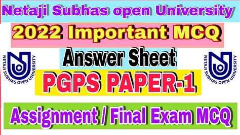 NSOU PGPS PAPER 1 QUESTIONS ANSWERS 2022 PGPS Assignment Final