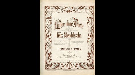 Mendelssohn Lieder Ohne Worte Songs Without Words Op 62 VI Spring