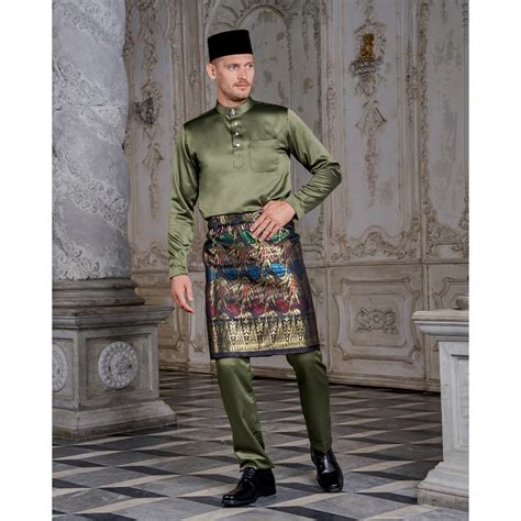 Luvla X Hombre Baju Melayu Tailored Fit 2023 Royal Satin Minimal