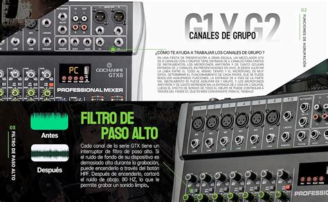 Gochanmi Gtx Mezcladora De Audio Profesional Canales Con Funci N