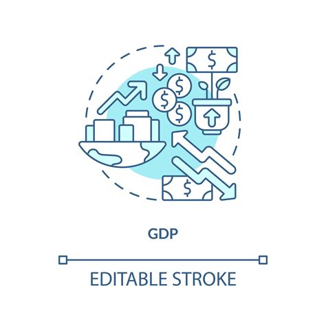 Gdp Turquoise Concept Icon Gross Domestic Product Impact Economic