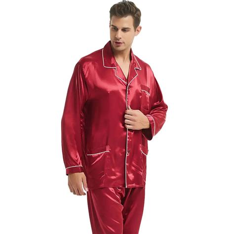 Mens Silk satin Pajamas Set Pajama Pyjamas Set PJS Sleepwear Loungewear ...