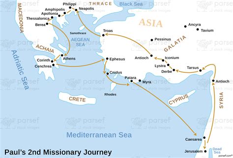 Pauls 2nd Missionary Journey Bible Map Free Bible Maps