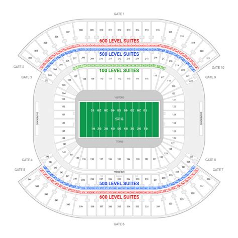 Tennessee Titans Football Stadium Seating Chart | Elcho Table