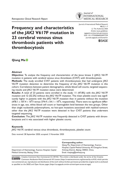 Pdf Frequency And Characteristics Of The Jak V F Mutation In