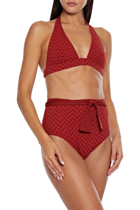 ERES Tailleur Stretch Seersucker Halterneck Bikini Top THE OUTNET