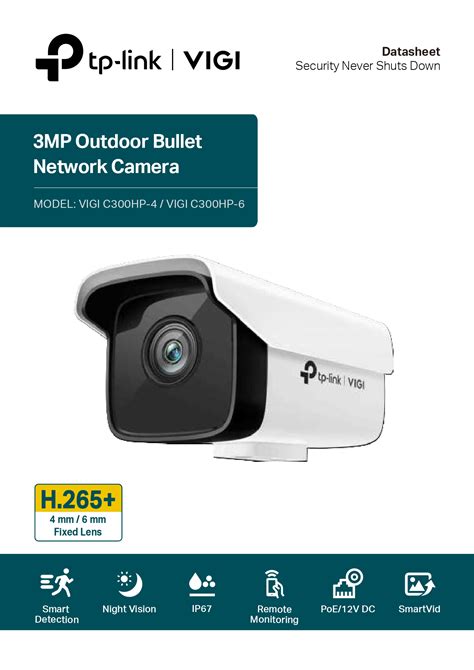 Tp Link Vigi C Hp Mp Outdoor Bullet Network Camera Datasheet