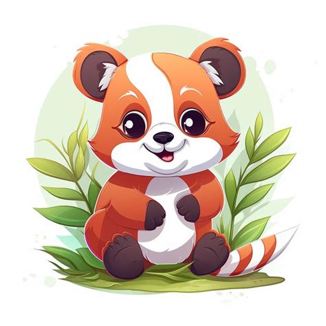 Premium Photo Cute Red Panda Holding Bamboo Cartoon Vector Icon