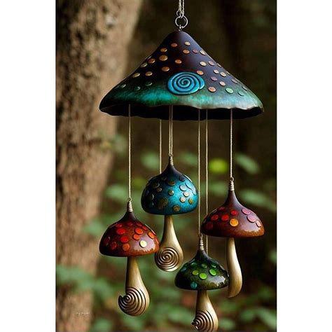 Mushroom Campanula Black Colorful Handmade Mushroom Resin Art Wind