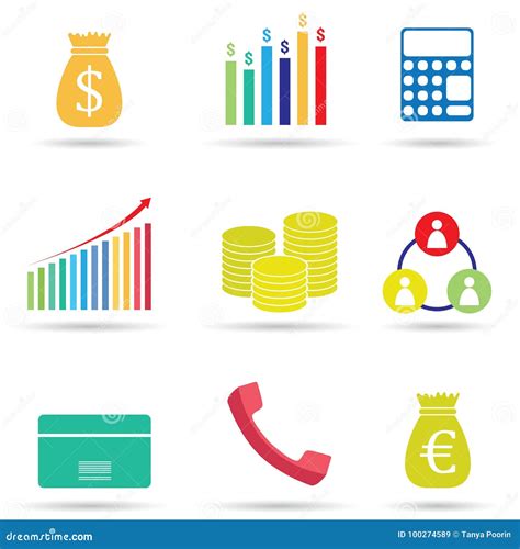 Colorful Business Icon Set on White Background. Stock Vector ...