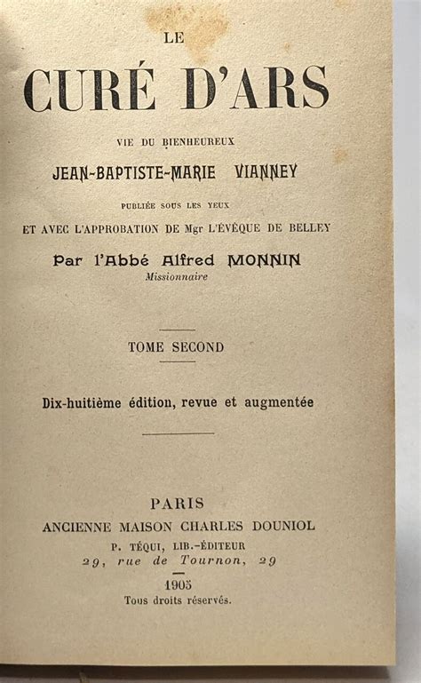 Le Cur D Ars Vie Du Bienheureux Jean Baptiste Marie Vianney Tome