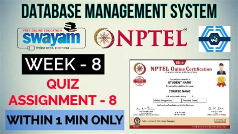 Database Management System Nptel Week Quiz Assignment Solution