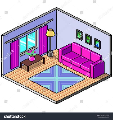 Pixel Art Isometric Room Detailed Colorful Stock Vector (Royalty Free) 1303195576 | Shutterstock