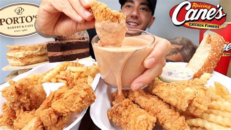 Mukbang Eating Raising Canes Chicken Tenders Porto Bakery Chocolate