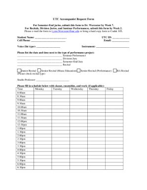 Fillable Online UTC Accompanist Request Form Fax Email Print PdfFiller