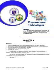 EmpTech Module 1 Contents And LAS Pdf Empowerment Technologies