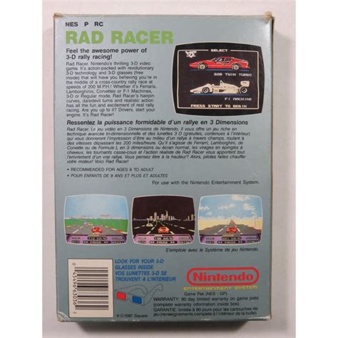 Trader Games RAD RACER NINTENDO NES PAL B FAH COMPLETE WITH 3 D