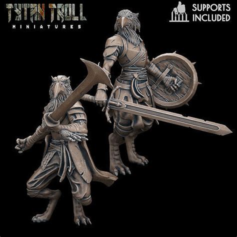 Dnd Heroes Kenku Fighters Pre Supported D Model D Printable