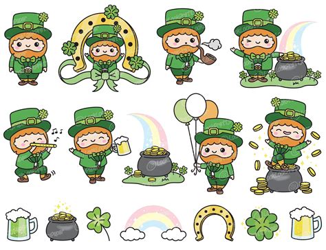 Premium Vector Clipart Kawaii St Patrick S Day Clipart Set Cute