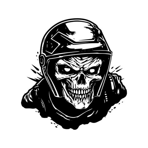 Skull Zombie Wearing Motorcycle Biker Helmet Logo Vector Art