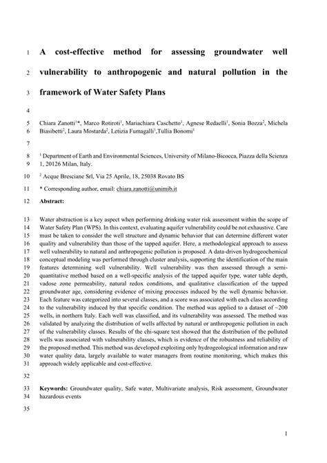 Pdf A Cost Effective Method For Assessing Groundwater Well