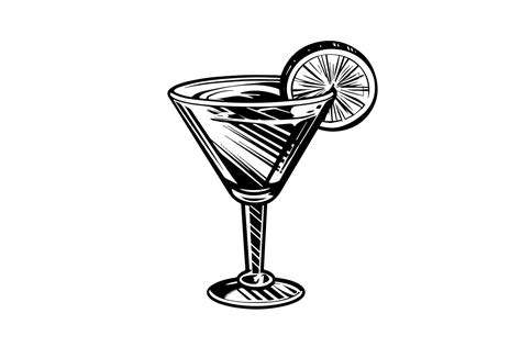 Margarita Cocktail Engraved Isolated Drink Vector Illustration Black