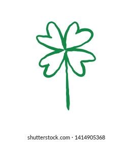 Lucky Four Leaf Clover Doodle Hand vector de stock libre de regalías