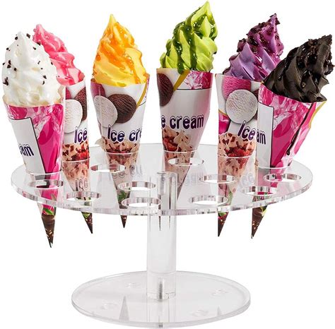 Wedding Clear Acrylic Ice Cream Cone Stand Sushi Hand Roll Stand