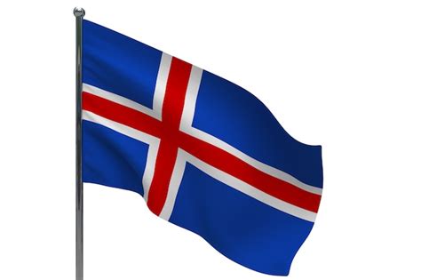 Premium Photo Iceland Flag On Pole Metal Flagpole National Flag Of