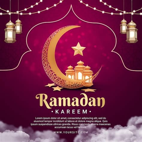 Um Cartaz Para Ramadan Kareem Uma Lua Crescente E Estrelas PSD