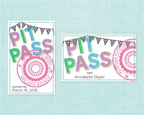 Powder Puff Derby Pit Passes Instant Download Printable Etsy