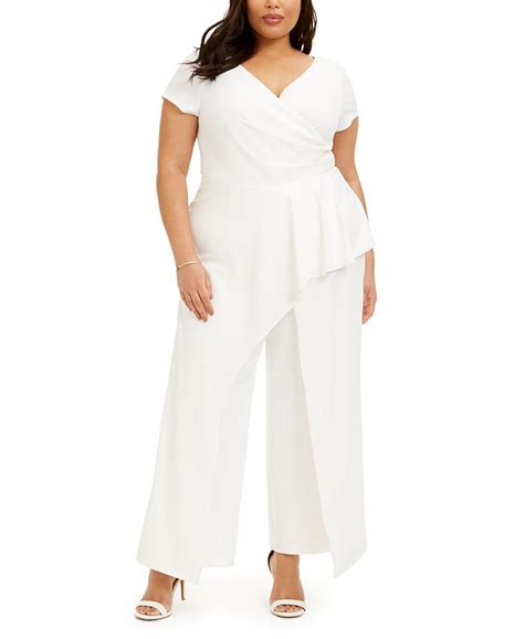 Adrianna Papell Plus Size Peplum Jumpsuit Macys