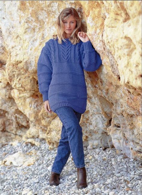 Womens Super Chunky Sweater Knitting Pattern Pdf Ladies Long Line Baggy