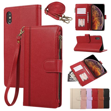PU Leather Wallet Phone Case for iPhone XR Flip Case with Card Holder