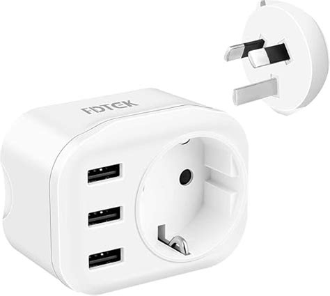 FDTEK Adaptateur Prise Australie Chine Adaptateur De Voyage Avec 3 USB