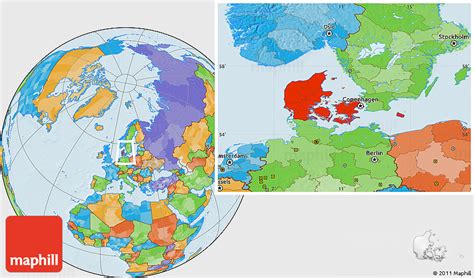 Political Location Map of Denmark