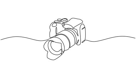 DSLR Camera continuous one line drawing, vector illustration editable stroke hand drawn ...