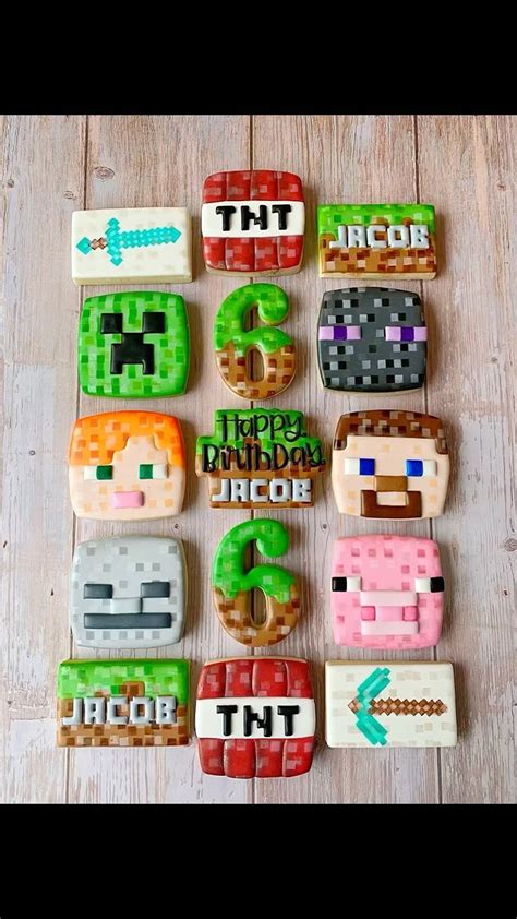 Pin by Amber Nicole on Cookie decorating | Minecraft birthday cake ...