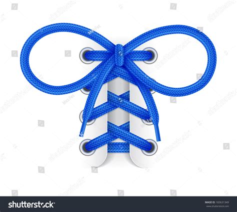 Shoelaces Element Of Sneaker Blue Laces With Bow Knot On White