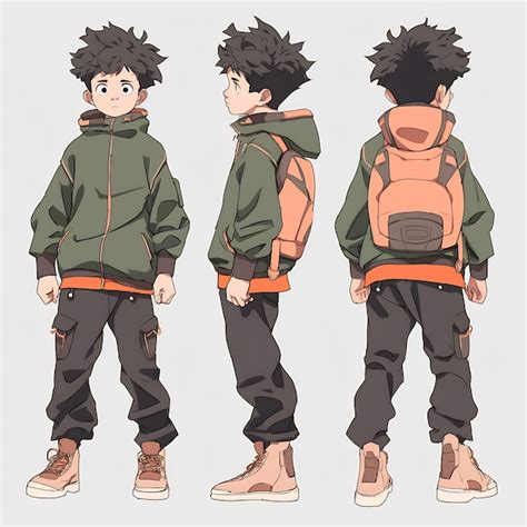 Premium AI Image | Trendy Anime Boy Character Turnaround Concept Art Sheet Showcasing A Handsome ...