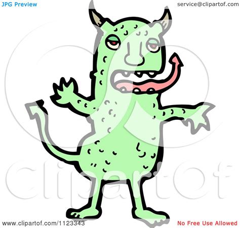 Fantasy Cartoon Of A Green Devil Monster 3 Royalty Free Vector