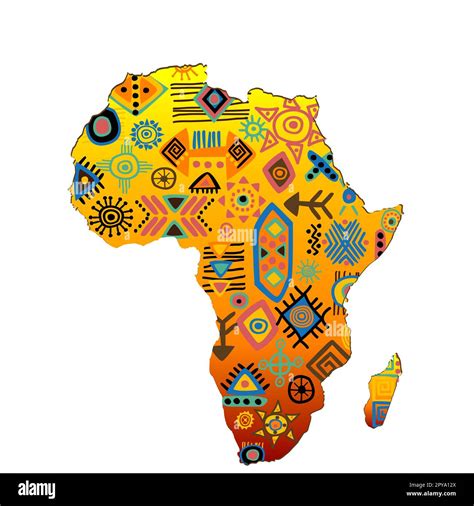 Africa Map With Ethnic Symbols Pattern Stock Photo Alamy