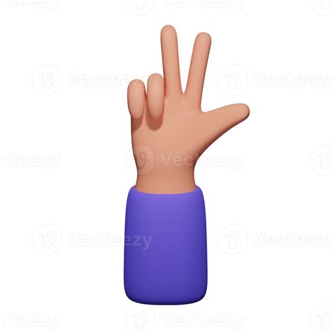 Hand Showing Three Fingers 3d Illustration 18884698 Png