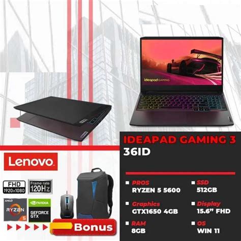 Jual Lenovo Ideapad Gaming 3 36id Ryzen 5 5600 8gb 512ssd Gtx1650 4gb