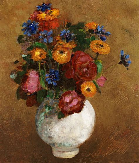 Bouquet Of Flowers In A White Vase Painting By Odilon Redon Fine Art