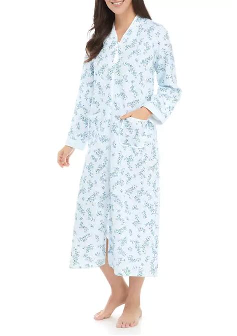 Miss Elaine Floral Cottonessa Long Zip Robe Belk