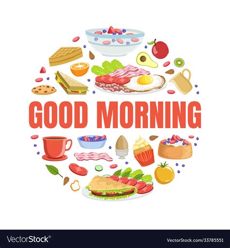 Good Morning Banner Template With Tasty Morning Vector Image