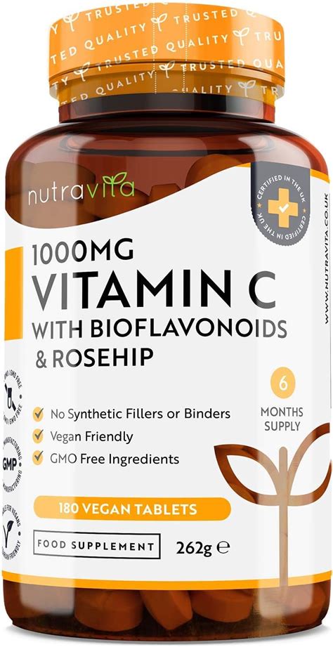 Vitamin C 1000mg Hochdosiert 6 Monatsvorrat Mit Bioflavonoide Aus