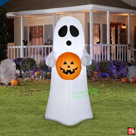 4 Gemmy Airblown Halloween Spooky Ghost W Pumpkin Yard Decoration 73257