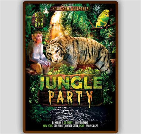 Jungle Party Flyer, Jungle Invitation, Jungle Birthday Party Invite ...